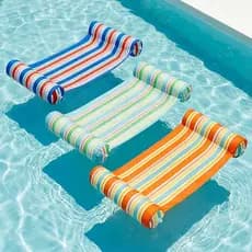 Conjunto de 3 Flutuadores Infláveis 4 em 1 para Piscina - Conversível em Selim, Cadeira de Descanso, Rede e Flutuador -