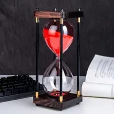 Temporizador De Ampulheta Vintage De 60 Minutos , Cozinha De Madeira , De Vidro Decorativa-Ótimo Para Aprender E Cozinha