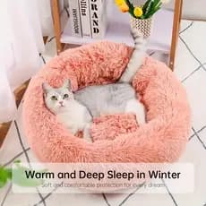 Um Ninho Macio e Confortável para Gatos com um Grande Design Circular Único que Proporciona um Espaço de Descanso Tranqu