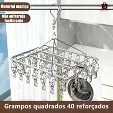 Varal com 40 Clipes de Inox - Prático e Retrátil para Roupas Íntimas