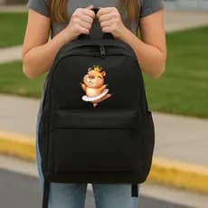 Mochila de passeio infantil meninas preta com estampa mochila escolar barata bonita de nylon