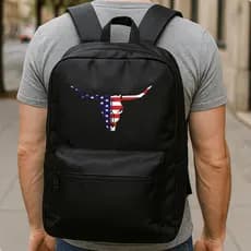 Mochila Masculina Touro EUA Country rodeio peão mochilas Escolar Trabalho Passeio Faculdade Mochila masculina preta