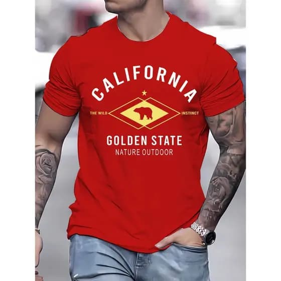 Camiseta Streetwear masculina california gola redonda algodão . Algodão Premium