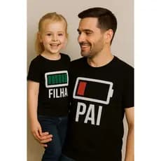 Kit 2 Camisas Dia dos Pais Camisas Tal Tal Filha Bateria Carreganfo 2 Peças Algodão Premium Envio Imediato