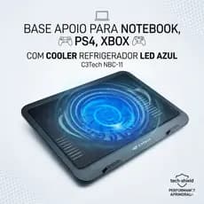 Base Apoio para Notebook PS4 Xbox com Cooler Refrigerador Led Azul C3tech NBC-11