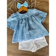 Conjunto Azul Sereno - Laise e Linho - Roupa infantil menina