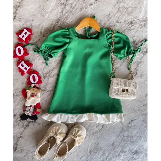 Vestido Infantil Boneca Verde - Natal - Vestido Luxo - Vestido natalino - Roupa infantil