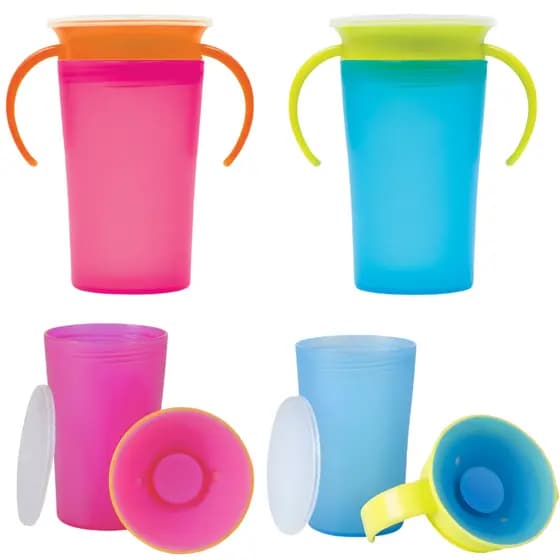Copo De Treinamento 360° Com Alças Tampa Antivazamento Transição Caneca Para Bebês 260ml Buba