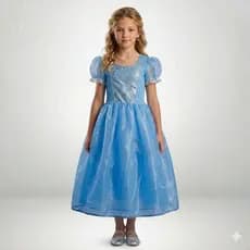 Fantasia Infantil Princesa Cinderela Azul Menina Roupa Vestido Aniversário Festa Brilho Luxo Criança