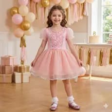 Fantasia Aurora Curta Organza Princesa Menina Rosa Roupa Infantil Aniversário Festa Brilho Luxo