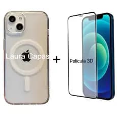Kit Capinha Magnética Magsafe  transparente + Película 3d Para iPhone 17 11 12 13 14 15 16 Pro ProMax Plus XR 16E 17E