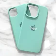 Capa VERDE ÀGUA  Para iPhone 17 11 12 13 14 15 16 XR X XS 7 8 Plus Pro Max 16E 17E Silicone Aveludada Com Logo