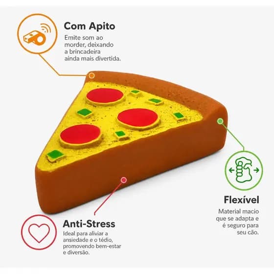 Mordedor para cachorro - Formato de Pizza - com apito - Qualidade Premium - Envio Imediato
