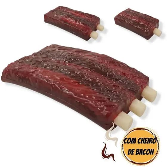 Mordedor resistente - costela com cheiro de bacon - Qualidade Premium- Envio imediato
