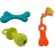 Kit Mordedor Cachorro – Brinquedos Borracha Massageadores com 3 Unidades - Premium - envio imediato