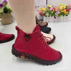 Botas de inverno Ortopédica Para As Mulheres Outono Sapatos De Couro Com Mocassins De Pele Preta Mãe Tornozelo Feminino
