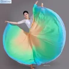 Qsuccua Dança Clássica para Mulheres Adultas Chiffon 720 °         Saia Grande de Cânhamo em Degradê Estilo Chinês 9525