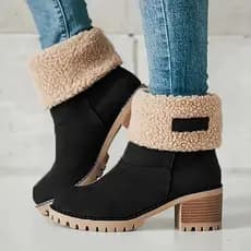 Botas femininas quentes de pelúcia, botas de neve antiderrapantes para o inverno 4185