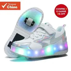 Tênis de Skate Fashion com 2 Rodas, Luzes LED 790, Sapatos Recarregáveis com Luzes Piscantes HPMS 6521
