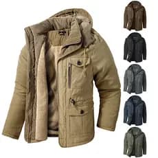Jaqueta masculina com capuz feita de lã e fleece, mantendo você aquecido no inverno. J7AJ em português 3941 5419