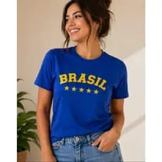 Blusa Feminina do Brasil Para Copa Estilo Torcedora de Futebol Blusa T-Shirt Básica