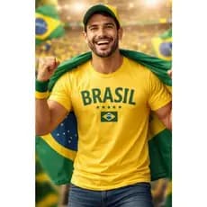 Camisa Brasil Amarelinha Masculina e Feminina Modelo Torcedor