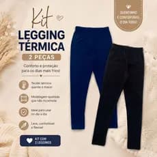 Kit Legging Escolar Lisa Preta e Azul Marinho Feminina Menina Infantil Juvenil Calça Peluciada Dentro 4 ao 16