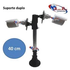 Suporte Alumínio Duplo Câmera De Segurança Cftv Infra Sensor 40cm para duas câmeras