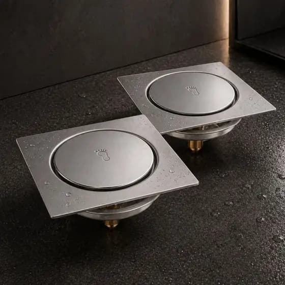 Kit 2 Ralos Click 10x10cm Inox Quadrado Banheiro Anti Odor Inseto Box Banheiro