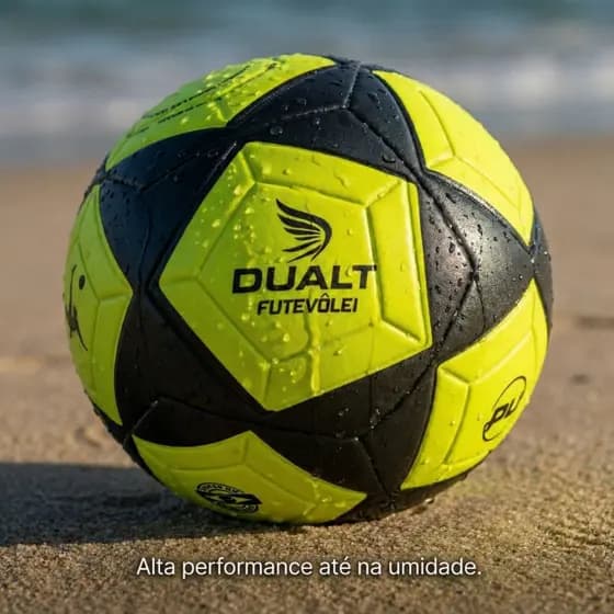 Bola Profissional de Futevôlei Dualt Oficial Amarela Praia Tamanho N°5 PU