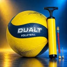 Bola Profissional de Vôlei Dualt VP200 Oficial Amarela Texturizada Quadra Areia + Bomba de Ar