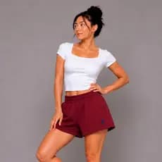 Short Moletom Feminino Bordado Com Bolso Bermuda Moletom Feminino Shorts Para o Dia a Dia Casual