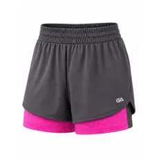 Short Duplo Feminino Fitness Academia Esportivo Corrida com Elástico na Poliamida