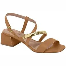 Sandália Beira Rio 8423.236 – Elegância com Detalhe Dourado e Conforto no Salto Bloco! ⭐