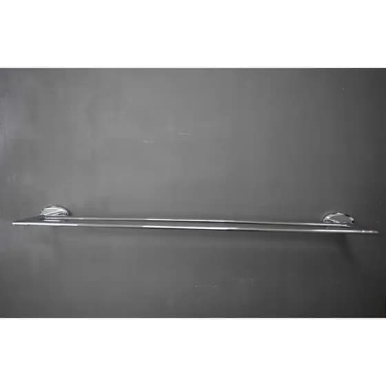 Porta toalha linear duplo de 60cm latão resistente redondo cromado inox parafusos s/ cola moderna clássica não enferreja