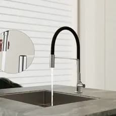 Torneira Gourmet de cozinha fria com bica flexível e suporte - cromado/preto/cinza