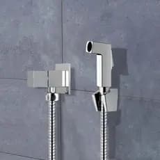 Ducha higiênica completa com registro sem derivação quadrado/redondo - cromada/preta ducha de higiene íntima pessoal