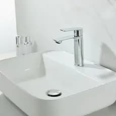 Torneira Monocomando para banheiro de mesa bica baixa - cromado/preto/aço escovado