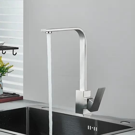 Torneira Monocomando de cozinha Gourmet Bica alta Cromado/Preto/Aço Escovado