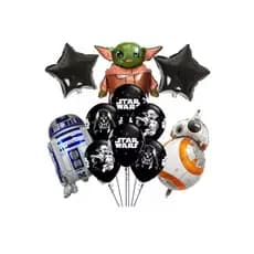 Kit 11 Balões Latex Festa Star Wars Yoda Darth Decoração
