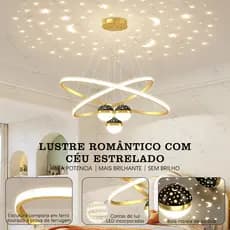 Lustre de Teto Nórdico de Luxo Alto Brilho 3 Cores Bivolt 110/220V para Sala de Estar Jantar Bar e Loja