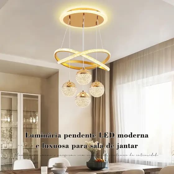 Lustre de Teto Nórdico de Luxo 60x40x20CM Bivolt 110V-220V para Sala Estar Jantar e Restaurante