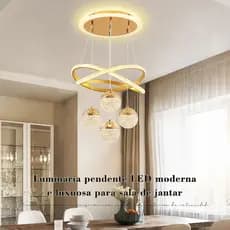 Lustre de Teto Nórdico de Luxo 60x40x20CM Bivolt 110V-220V para Sala Estar Jantar e Restaurante