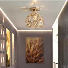 Luzes Teto Modernas De 1 Peça Sombra De Cristal Para Sala De Estar Quarto E Banheiro E27 Suporte De Lâmpada Black Golden