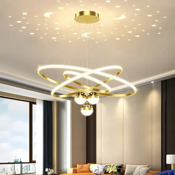 Lustre Pendente Moderno Dourado 3 Cores em 1 Ajustável Ideal para Sala de Estar Bar Cozinha e Jantar