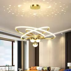 Lustre Pendente Moderno Dourado 3 Cores em 1 Ajustável Ideal para Sala de Estar Bar Cozinha e Jantar