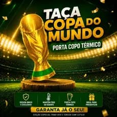 Taça Estilo Copa do Mundo Porta Copo Térmico | Decoração Gamer, Futebol | Presente taça copa do mundo porta copo térmico