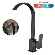 Torneira Para Banheiro Bancada Bica Móvel Quadrit Slim - Preto Fosco