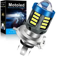 1 Pc Lâmpada Farol Led Moto H4 Projetor 360º 6000k Motocicleta