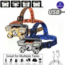 Lanterna Holofote De Cabeça 5 LED Super Brilhante À Prova D 'Água USB Recarregável 4 modos